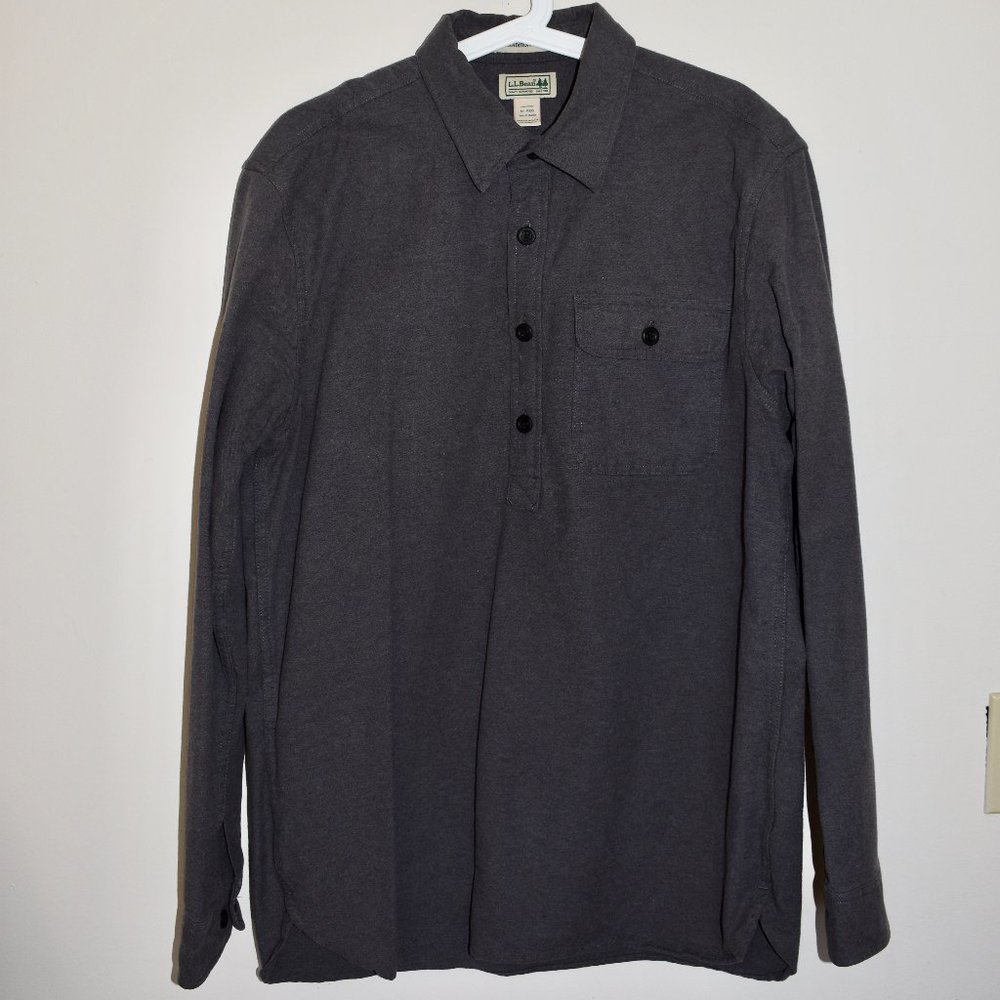 LLBean Mens Chambray Shirt Gray Medium